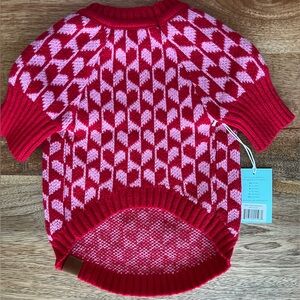 NWT Foggy Dog Red Pink Heart Stripe Dog Sweater Size M